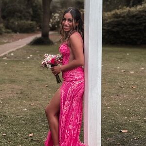 Hot pink prom dress
